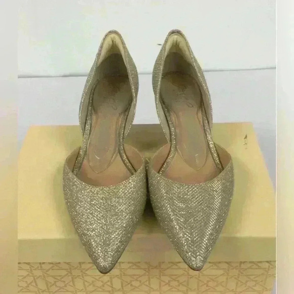 JEWEL Badgley Mischka Women's Dotty Bejeweled Wide Width Heels Gold Size 8.5 - Picture 10 of 11